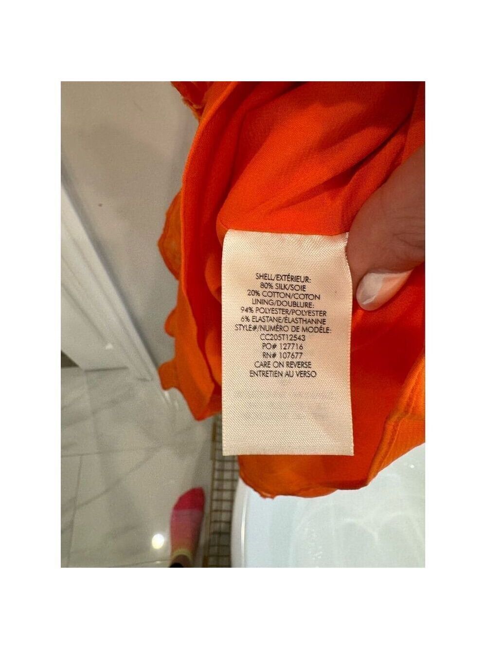 Alice + Olivia Women's Orange Ruffled Tiered Knee Length Dress M - Picture 6 of 6